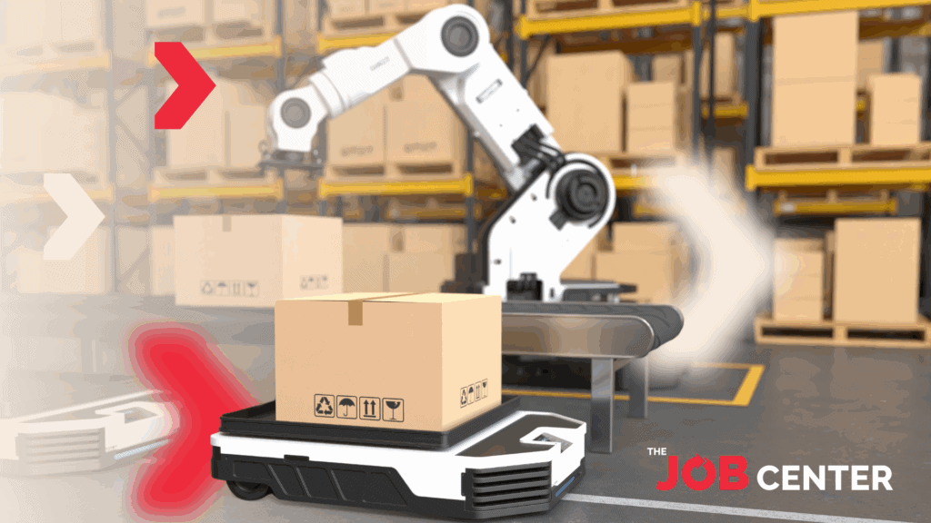 Automated warehouse tools move and carry boxes in a warehouse