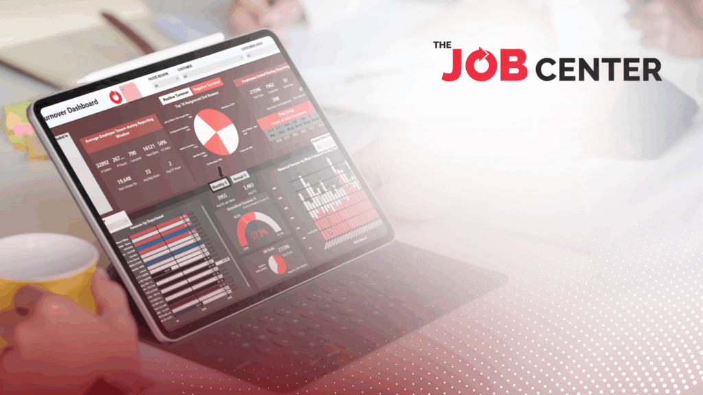 The Job Center's Turnover Dashboard shown on a laptop screen